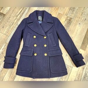 J.Crew Stadium Cloth by Nello Gori Wool Jacket Coat Size 00P Navy Blue EUC